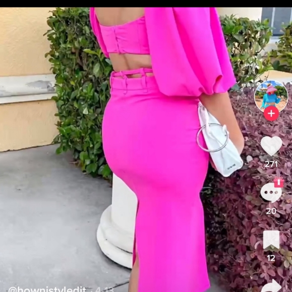 ZARA | NWT FUCHSIA MIDI SKIRT WITH BELT BLOGGERS FAVORITE M - Picture 4 of 7